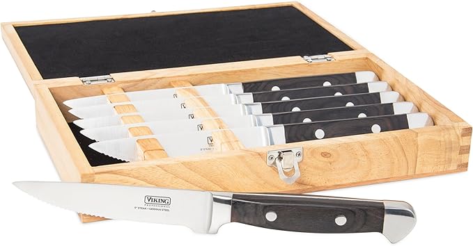 Viking 6-Piece Steak Knife Set With Box | Black