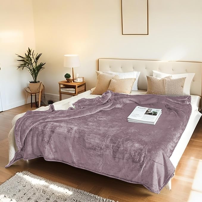 LUXIAN Electric Heated Blanket Twin Size 62"x84" - Microplush & Sherpa Fabric Dual-Sided, 6 Heat Settings & 1-10 Hours Auto Off, Cozy Warming Throw for Home, Office, or Bed, Machine Washable,Lavender