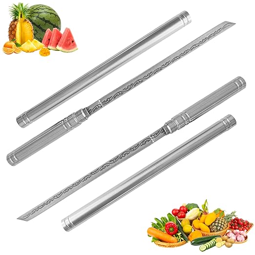 2 PCS Stainless Steel Blade, Outdoor Portable Stainless Steel Mini Stick Fruit Knife, All Steel Fancy Letter Opener Envelope, Multipurpose Survival Tactical Knife 9.5 Inch