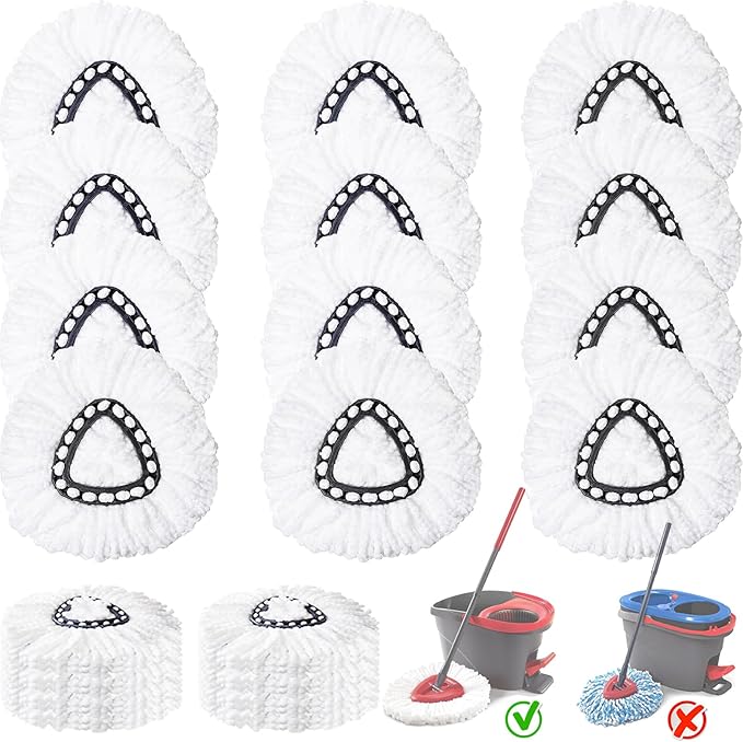 15 Pack Spin Mop Replacement Heads, Mop Replace Head Easywring 1-Tank System, Mop Head Replacement for Hardwood Floor Cleaning, Machine Washable and Easy to Replace