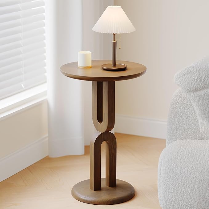 Solid Wood End Table with Sturdy U-Shaped Legs, Modern Side Table for Living Room & Bedroom, Natural Ash Wood, Easy Assembly (15.75" L x 15.75" W x 23.62" H)