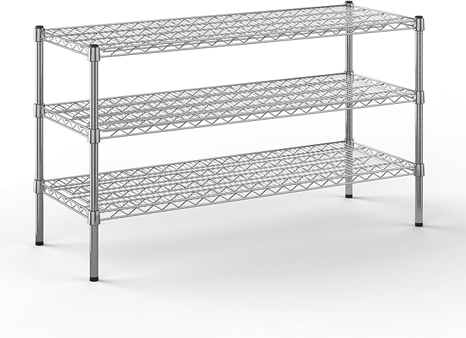18" Deep x 48" Wide x 27" Height Wire Shelving Kit | 3-Tier | NSF Commercial Storage Rack Unit
