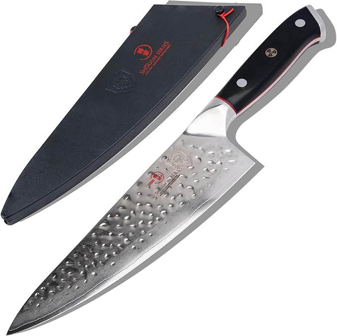 Dalstrong Professional Chef Knife - 8” Blade - Shogun Series ELITE - Damascus Chef Knife - Japanese AUS-10V Super Steel - G10 Black Handle - Razor Sharp - Chef Knife with Sheath