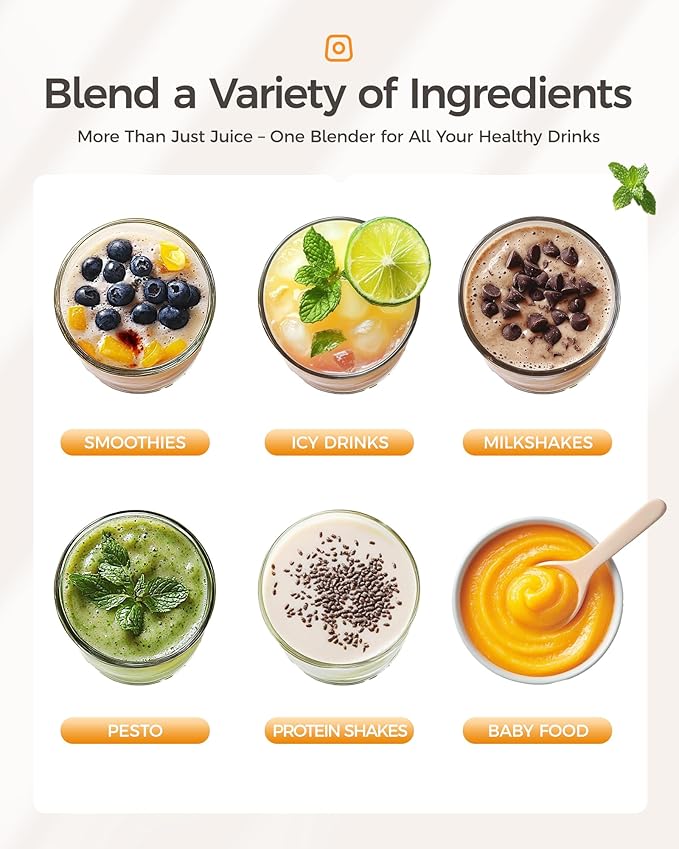 iCucina Smoothie Blender, Personal Blender for Shakes and Smoothies, 500W Pulse Technology Single Serve Blenders with 2 x 28oz Protable Cups for Ice Crush, Frozen Fruit Drinks