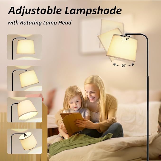 AKASUKI Floor Lamp for Living Room with 3 Color Temperatures, Foot Switch Standing Lamps for Living Room, Bedroom, Office, Arc Mordern Floor Lamp with 9W LED Bulb Included