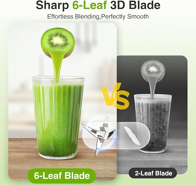 KOIOS Blender for Smoothies,Personal Blender for Shakes and Smoothies with 3 * 22oz To-Go Cups,22000 RPM Smoothie Maker,Detachable 6-leaf Blade Portable Blenders for kitchen,Black