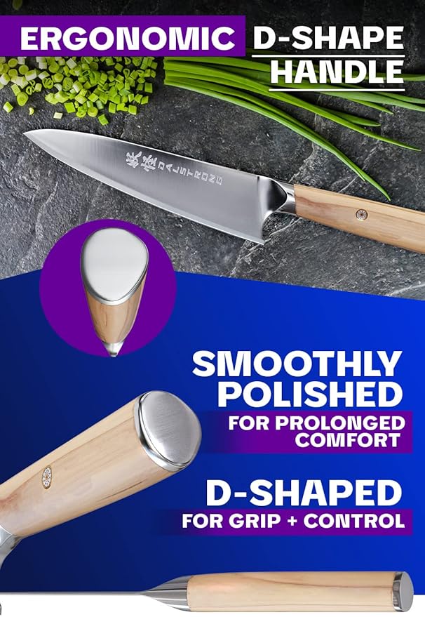 Dalstrong Chef Knife - 8 inch - Phantom Series - Japanese High-Carbon AUS8 Steel Kitchen Knife - Olive Wood Handle - Cooking Knife - Chef's Knife - w/Sheath