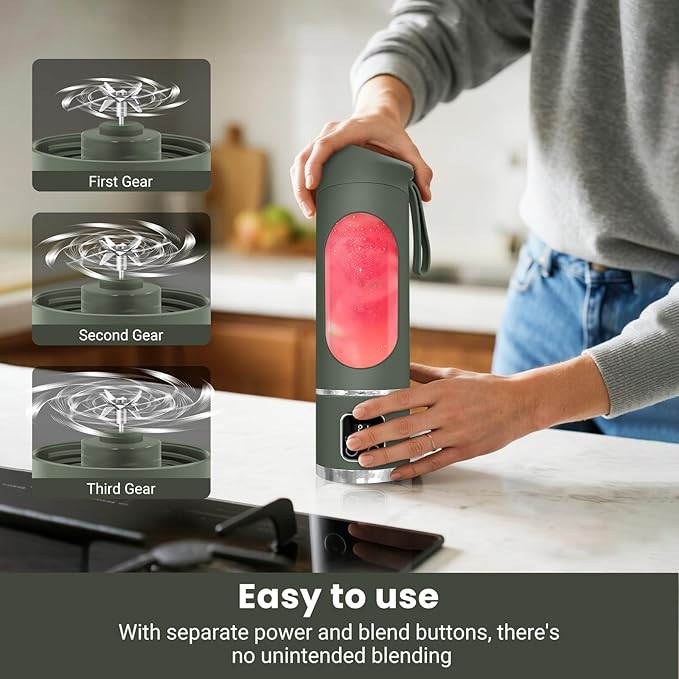 Portable Blender Personal Electric USB,500ML Portable juicer Shakes and Smoothies Blender,Small Blenders,Mixing,Compact、Convenient and Versatile (Green)