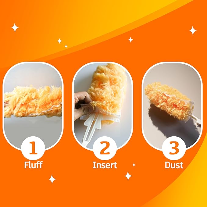 Heavy Duty Multi Surface 360°Heavy Duty 20 Duster Refills & 1 Handle, Compatible with Swiffer Dusters,Disposable Dusters for Cleaning