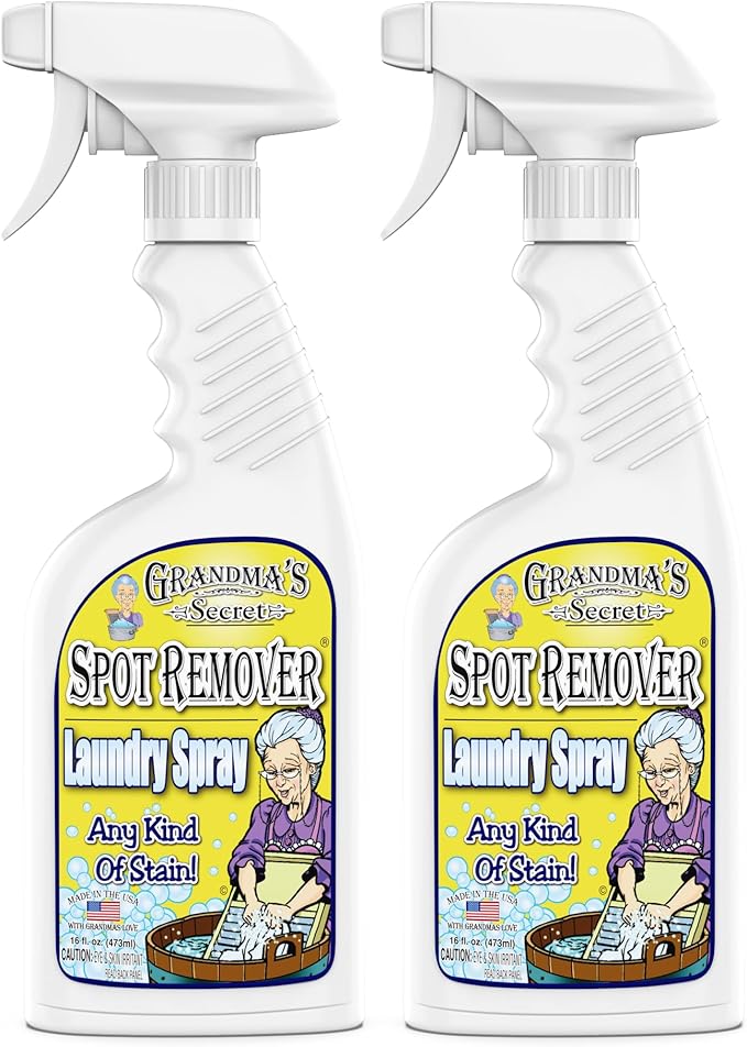 Grandma's Secret Spot Remover Laundry Spray - Chlorine, Bleach and Toxin-Free Fabric Stain Remover for Clothes - Removes Oil, Paint, Blood and Pet Stains - 16 Oz, 2 Pack