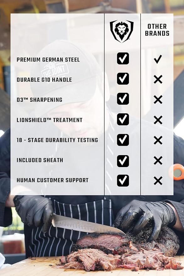 Dalstrong Carving Knife & Meat Fork Set - Gladiator Series Elite - 8" Honing Rod - Forged HC German Steel - 9 inch Carving Knife & Sheath - Hollow Ground Carving Set - Matching Fork - NSF Certified