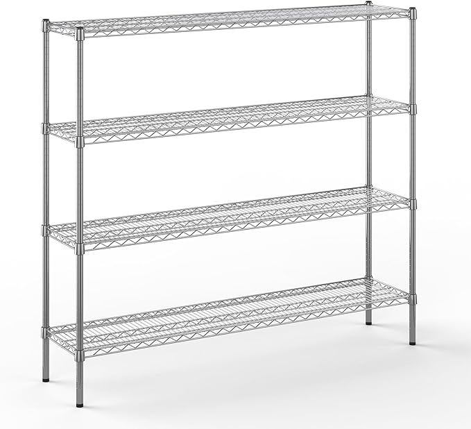 14" Deep x 60" Wide x 54" Height Wire Shelving Kit | 4-Tier | NSF Commercial Storage Rack Unit