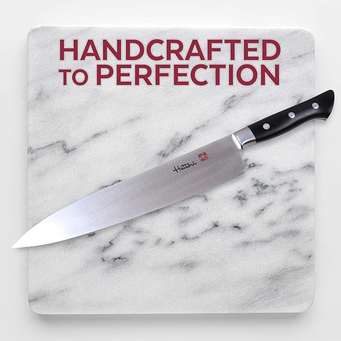 Hattori Japanese Chef’s Knife, FH-7L Professional Gyuto Knife, VG-10 Cobalt Steel Pro Kitchen Knife with Ergonomic Black Linen Micarta Handle, 9.4 inch
