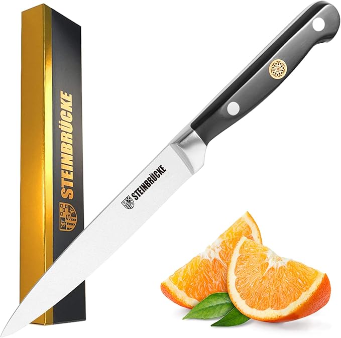 Gioventù Paring Knife 5 inch - Small Kitchen Knife Forged from German Stainless Steel 5Cr15Mov (HRC58), Full Tang, Sharp Paring Knives for Cutting, Peeling, Slicing Fruits and Vegetables