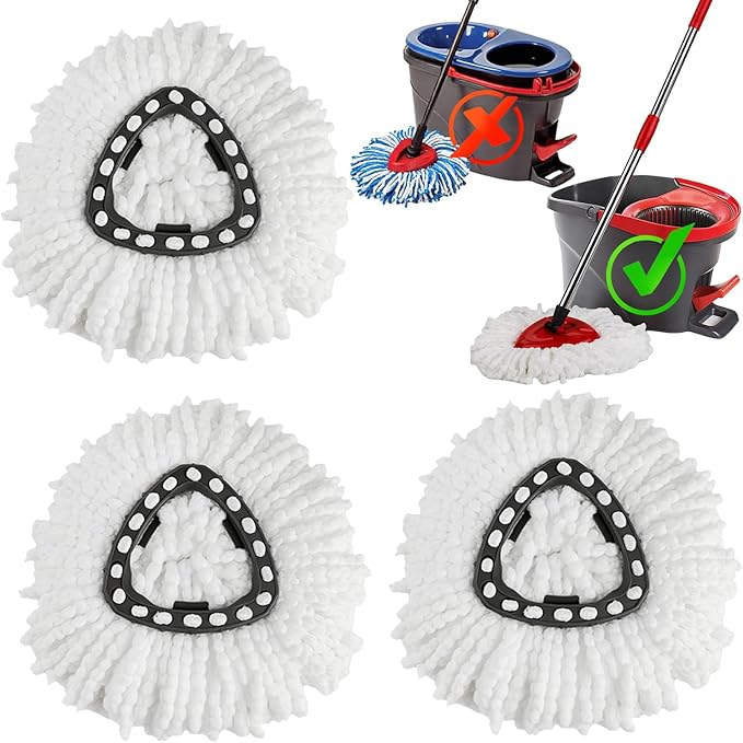 3 Pack Spin Mop Replacement Heads,100% Microfiber Spin Mop Refills for O-Ceda Mop Replace Head EasyWring 1-Tank System, Machine Washable Mop Heads Replacements for Easy Cleaning