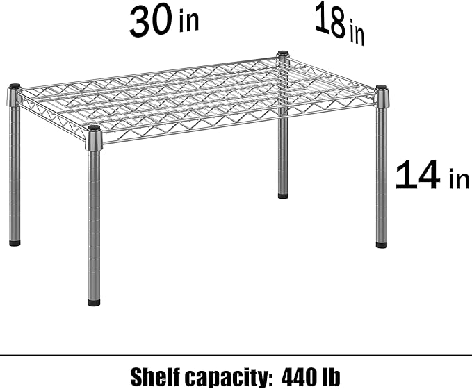 Wire Shelving Kit | NSF Commercial Storage Rack Unit (1-Tier | 14" Height, 18" Deep x 30" Wide)