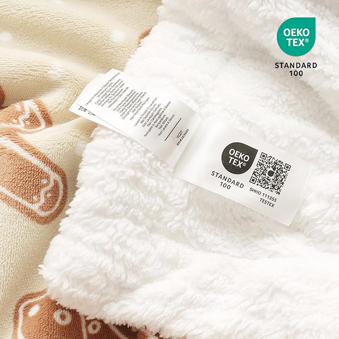 Cozy Bliss Luxury Sherpa Throw Blanket for Couch, Premium Reversible Thick Throw with Gingerbread & Candy Cane Design, Warm Cozy Soft Blanket for Home and Gifts (60 * 80)
