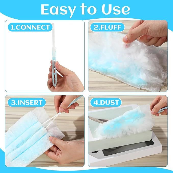 200 Pcs Disposable Dusters Refills Bulk Heavy Duty 180° Multi Surface Replacement Dusters for Cleaning Ceiling Fan with Microfibers Unscented (Bright Colors)