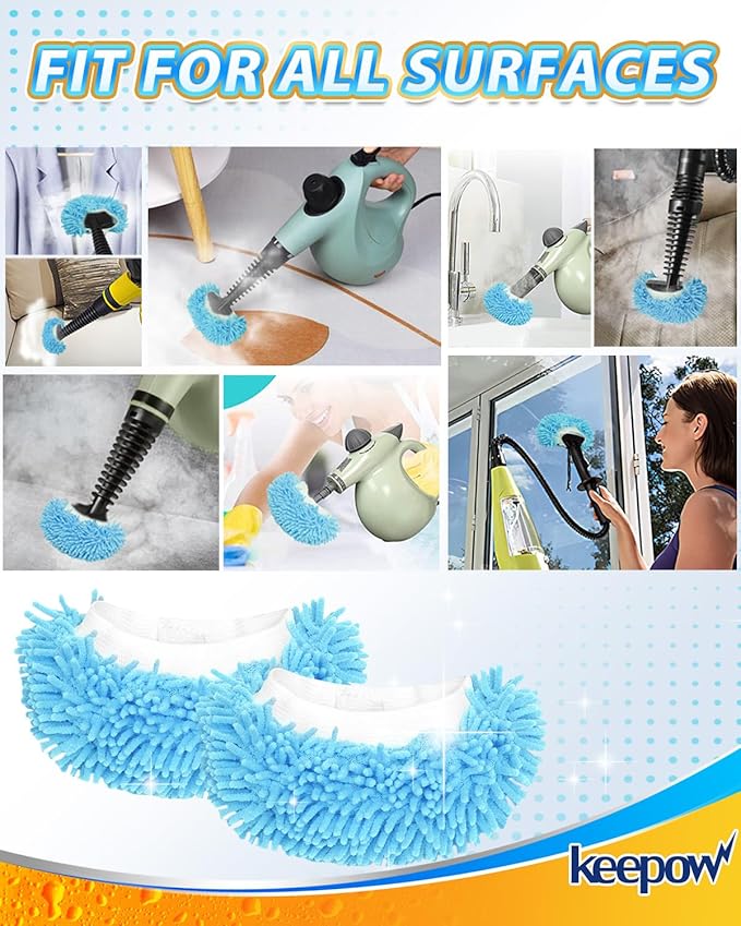 KEEPOW 4 Pack Reusable Steam Mop Pads Compatible with Bissell Steam Shot, PurSteam, Wagner Spraytech, Comforday Handheld Steam Cleaner, Universal Microfiber Cloths Steam Mop Pads, Washable Mop Pads