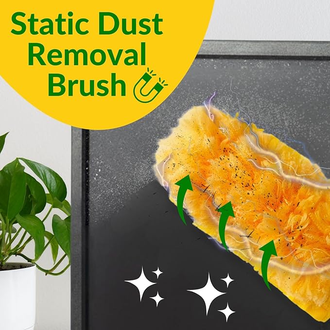 Duster Refills,Static Dust Removal Brush Disposable Dusting Head Compatible with Swiffer Duster Refills for Electronics, Furniture, Blinds, Ceiling Fans (Yellow(30 Refills+1 Handle), 30 PCS)