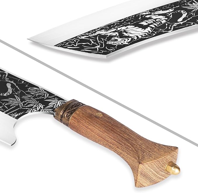TOMBRO Meat Cleaver - 9" Butcher Knife, Heavy Duty Bone Chopper, Forged With Sheath for Meat Cutting, Ultra Sharp Carbon Steel Chinese Chef for Home & Outdoors
