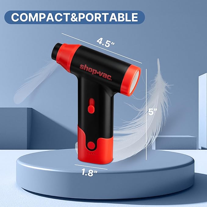 Shop-Vac 2-in-1 Electric Air Duster & Vacuum, 110000 RPM Cordless Air Blower with Brushless Motor, Variable Speed and Rechargeable, 6 Nozzles for Computer, Keyboard, House, Outdoor and Car