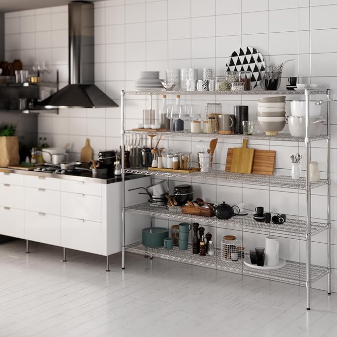 18" Deep x 72" Wide x 64" Height Wire Shelving Kit | 5-Tier | NSF Commercial Storage Rack Unit