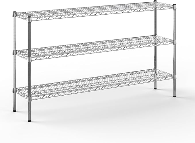 14" Deep x 60" Wide x 34" Height Wire Shelving Kit | 3-Tier | NSF Commercial Storage Rack Unit