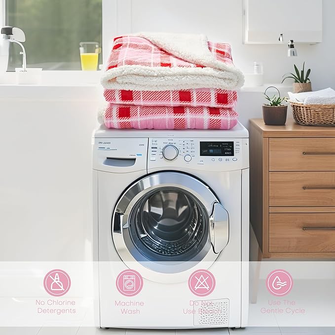 LUXIAN Electric Heated Blanket Full Size 72"x84" - Microplush & Sherpa Fabric Dual-Sided, 6 Heat Settings & 1-10 Hours Auto Off, Cozy Warming Throw for Home, Office, or Bed, Machine Washable, Pink