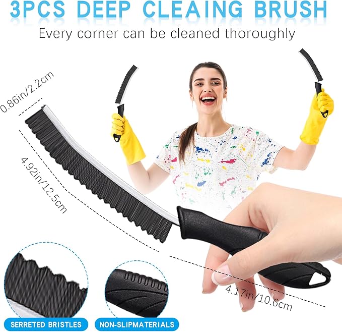 Hard Bristle Crevice Cleaning Brushes for Household Use - 2025 New Thin Scrub Brush Set, Small Cleaner Tool for Narrow Spaces, Kitchen,Toilet, Bathroom,Window, Faucets, Car Gaps (Model 2)