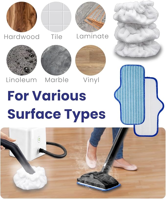 Steam Cleaner Accessories Compatible with Dupray Steam Cleaner, Triangle Microfiber Bonnet for Neat Steam Cleaner & Microfiber Pads, 2+2 Reusable Steamer Cloth Cover Cleaning Steam Mop Pad