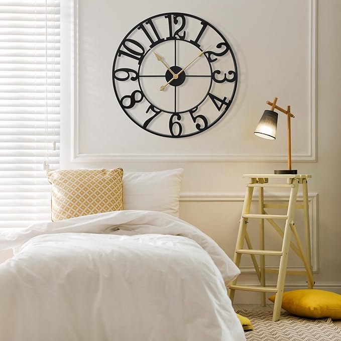 1st owned Oversized Wall Clock for Living Room Decor - 40 Inch Silent Non-Ticking Wall Clocks Battery Operated, Metal Vintage Retro Decorative Modern Wall Clock for Bedroom, Office, Farmhouse Decor