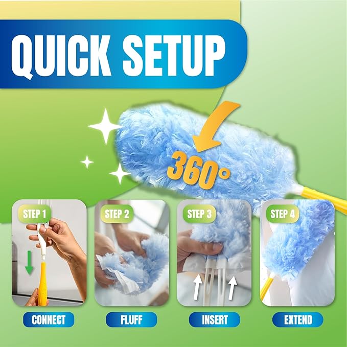 40 Count Disposable Microfiber Duster Refills for Swiffer- 360 Degree Heavy Duty Dry Duster Refills (Handle Not Included)