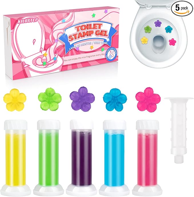 Toilet Gel, 60 Count 5 Kinds Of Scent Toilet Cleaner Bowl Gel Stamp Kit Air Freshener