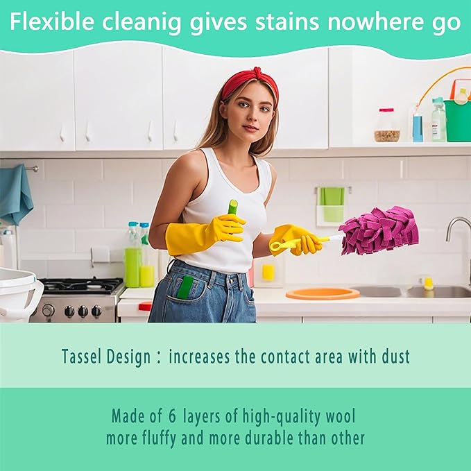 8 Pack 6 Layer Fleece Duster Refills for Swiffer Hand Duster, Zero Waste, 360-degree Cleaning,Reusable and Washable Replacement Dusters for Cleaning Ceiling Fan Hardwoods and Furniture(Dark Color)