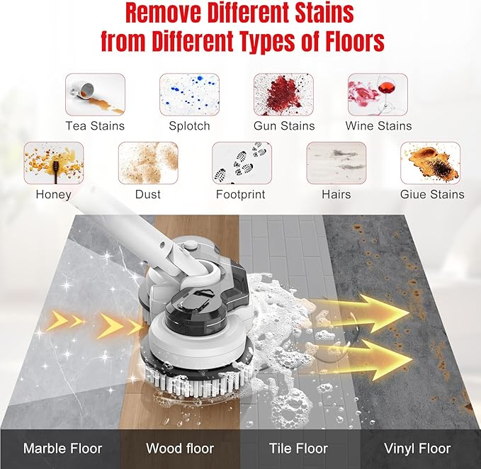 Cordless Electric Mop for Milwaukee M18 Battery (NO Battery), 2 In 1 Spin Mop & Floor Scrubber Machine with LED Light & Water Spray, 800 RPM Electric Mops for Floor Cleaning, Hardwood,Tile,Toilet,Tub