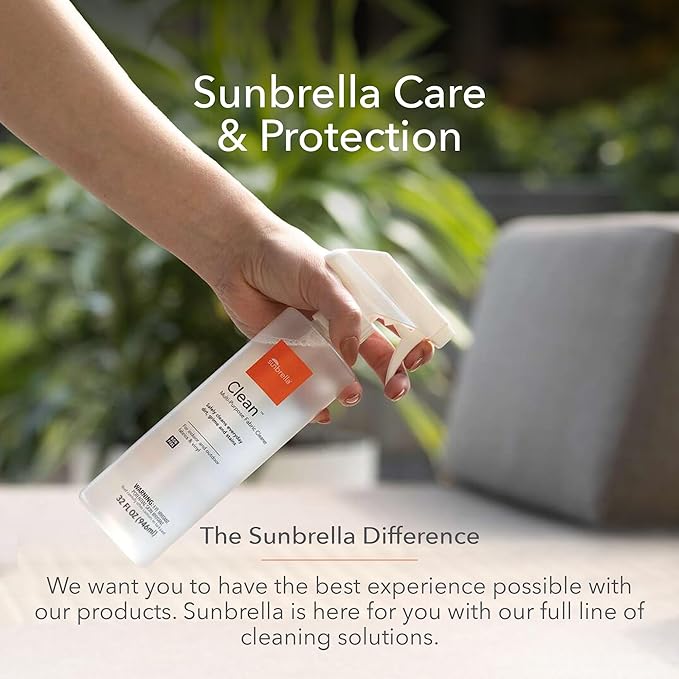 Sunbrella Clean Multi-Purpose Fabric Cleaner | All-in-One Solution for Water-Safe Fabrics and Vinyl | Upholstery Cleaner, Removes Stains & Spills | Non-PFAS | 32 fl oz