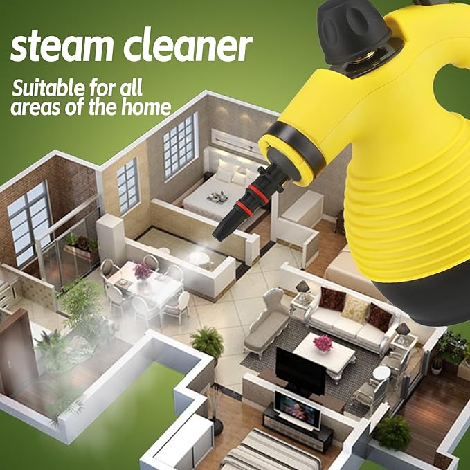 Steam Mop with Detachable Handheld Steam Cleaner,350ml 1050W Floor Steamer Cleaner for Home with 16 Accessory Kit, Multi-Purpose Steamer for Cleaning Floor, Tile, Windows, Couch, Grout,Dirt(yellow)