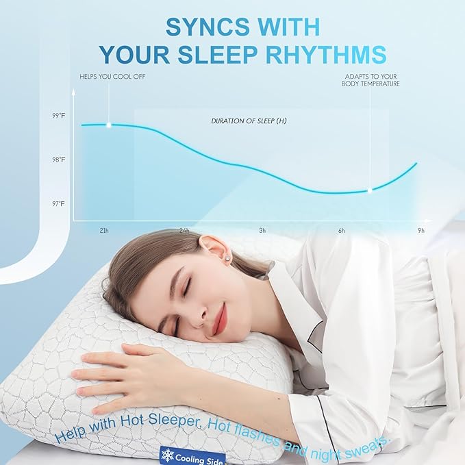 Shredded Memory Foam Pillows for Sleeping King Size Pillow, Cooling Gel Pillows for Hot Sleepers Cool Pillow for Side and Back Sleeper, Soft Yet Support Adjustable Bed Pillow, Gift for Women or Men