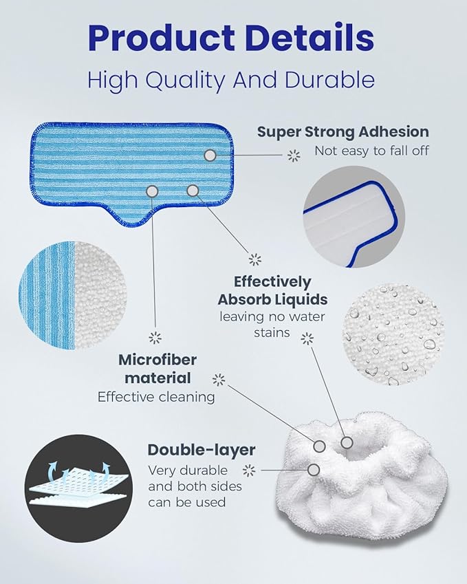 Steam Cleaner Accessories Compatible with Dupray Steam Cleaner, Triangle Microfiber Bonnet for Neat Steam Cleaner & Microfiber Pads, 2+2 Reusable Steamer Cloth Cover Cleaning Steam Mop Pad