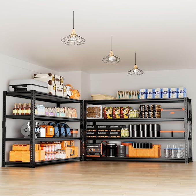 Storage Shelves Heavy Duty, 60" L x 24" W x 78" H Garage Storage Shelves Unit Loads 2960LBS, 4-Tier Adjustable Metal Industrial Utility Shelf Rack for Kitchen, Laundry Room, Warehouse, Basement