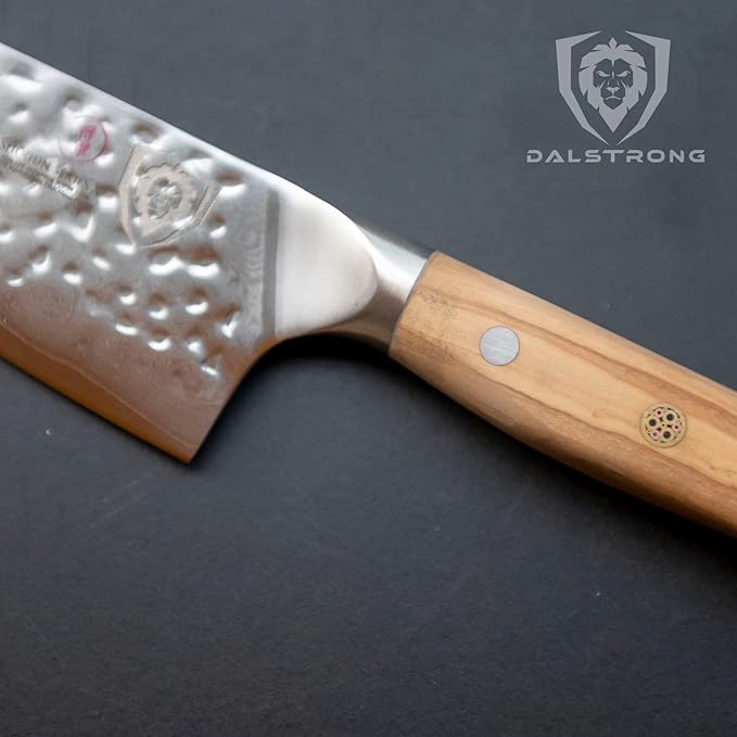 Dalstrong Chef Knife - 8 inch Blade - Shogun Series - Japanese AUS-10V Super Steel Kitchen Knife - Olive Wood Handle - Damascus - Razor Sharp Knife - Professional Full Tang Knives - Sheath Included