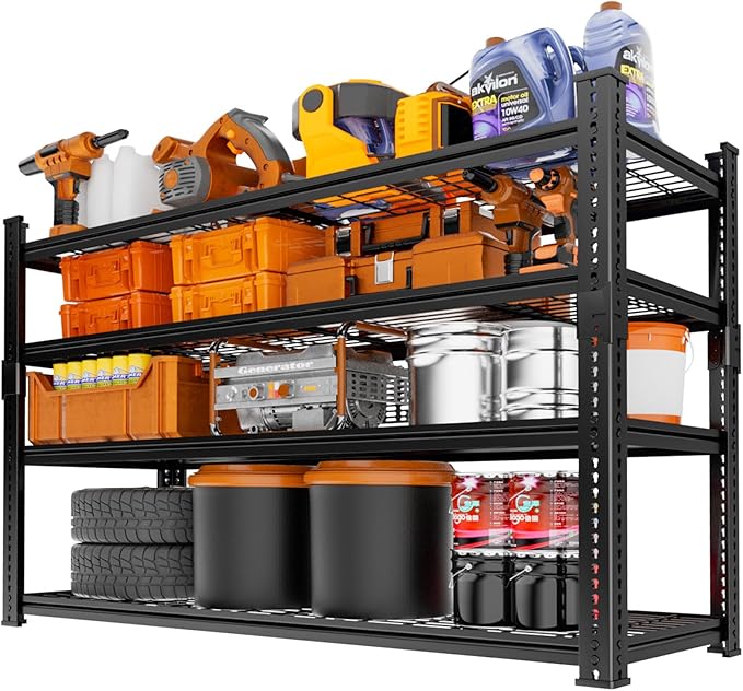 Storage Shelves Heavy Duty 3 PCS, 48"L x 18"W x 60"H Garage Wire Shelving Unit Loads 2640LBS, 4-tier Adjustable Metal Industrial Utility Shelf Rack for Kitchen, Laundry, Pantry, Warehouse, Basement