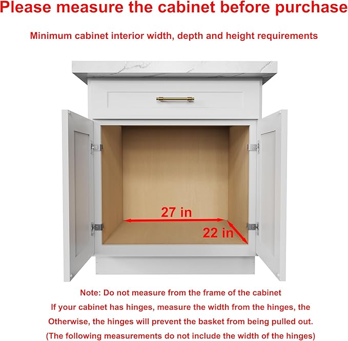 Wood Pull Out Cabinet Organizer 26" W x 21" D, Heavy-Duty Sliding Drawers for Inside Cabinets Storage and Organization for Kitchen, Pantry, Bathroom