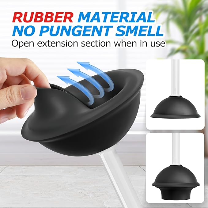 2 in 1 Toilet Brush and Plunger Set, Toilet Bowl Brush Plunger Set,Extended Handle Plunger,Bathroom Cleaning Tools,Toilet Brush Plunger Combo,Cleaning Brush(Pearl White,20.8inch)