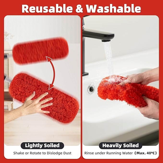 LOVECO Reusable Microfiber Duster Refills Compatible with OXO & MR.SIGA Dusters – 2 Pack Washable Duster Replacement Heads for Scratch-Free Dust and Hair Cleaning (Handle Not Included)