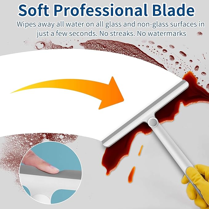 Window Squeegee, 2 Pack Shower Squeegee for Glass Doors Bathroom Mirror Windows Cars and Tile Walls, Silicone Plastic Squiggy Cleaner Tool 12 inch(4 Pack