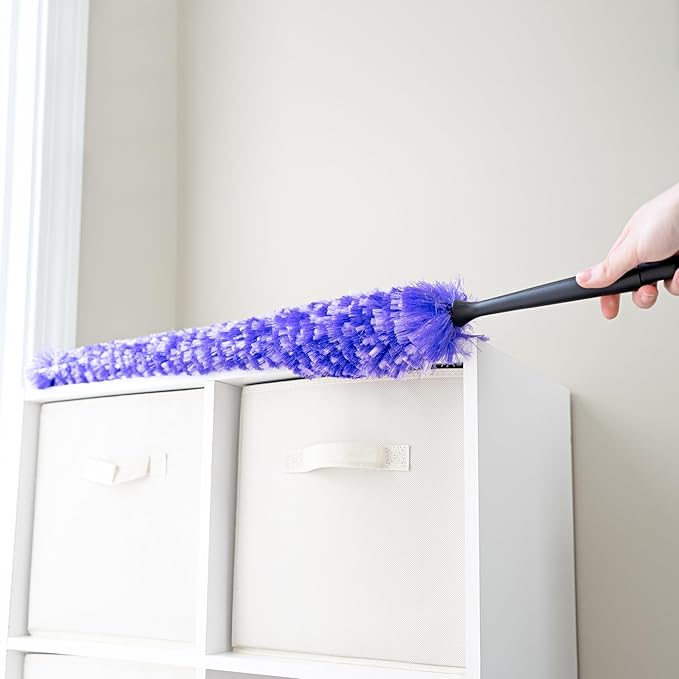 Fuller Brush Furry Wand Duster - 30" Netted Fiber Cleaner - Bendable Hand Sweeper Cleans Dust Dirt Lint & Cobwebs on Window Blinds Shelves Counters & More