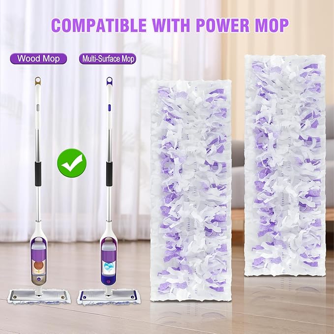 50 Count Disposable Heavy-Duty Power Mop Pads Refills for Swiffer Power Mop,Replacement Floor Cleaning Refills, Non-Washable & Unscented, Compatible with Swiffer PowerMop (Quick-Absorb, No Residue)