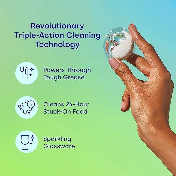 Dropps UltraWash Plus Dishwasher Detergent, Lemon Citrus (64 Pods) - Triple Action Biobased Power Deep Clean Dishwasher Detergent Tablets for Tough Stains - Dishwashing Pods for Shiny Dishes